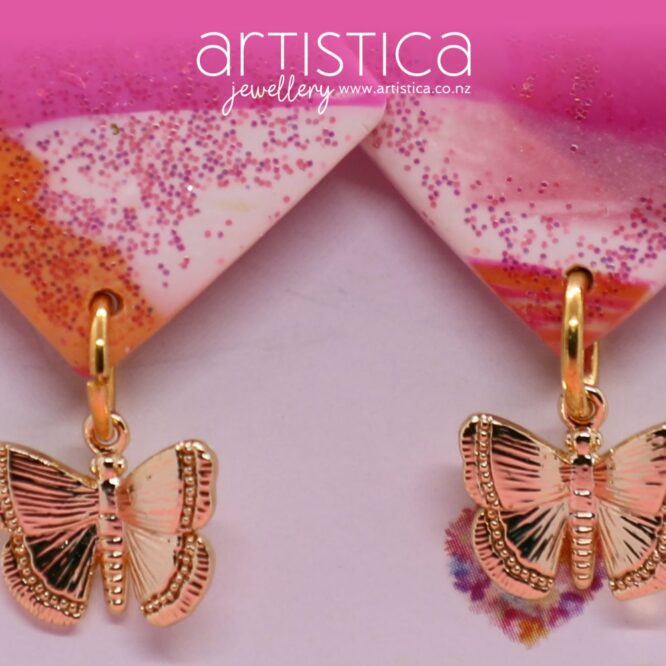 butterfly earrings polymer clay handcrafted by Artistica NZ