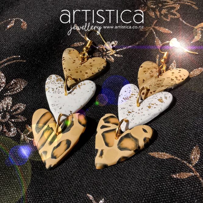 leopard earrings polymer clay handcrafted by Artistica NZ