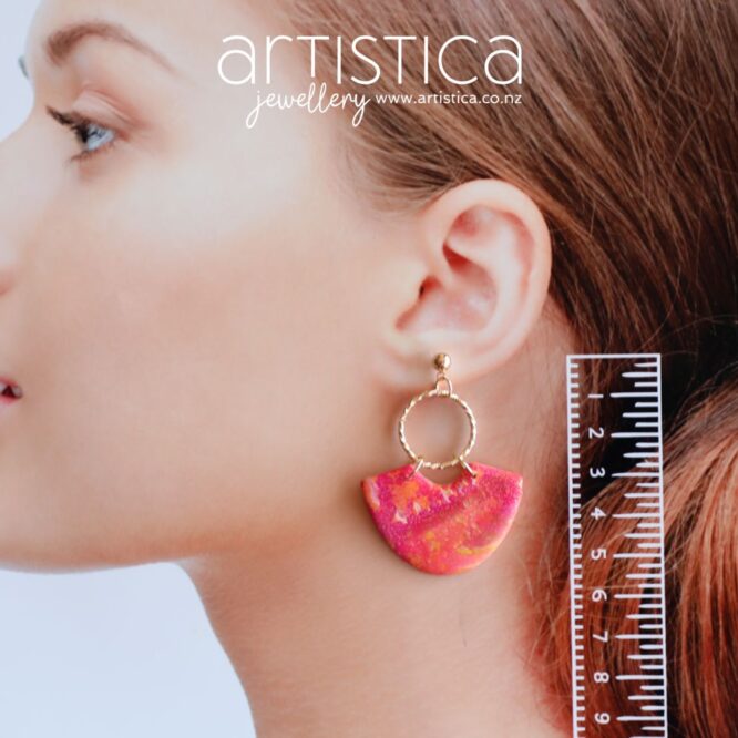 polymer clay earrings handcrafted in New Zealand by Artistica fire