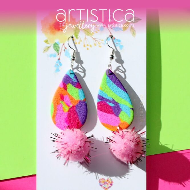 rainbow coloured earrings nz artistica polymer clay earrings