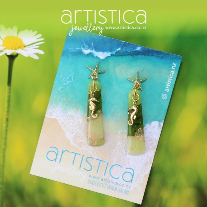 artistica polymer clay earrings green small emerald gold