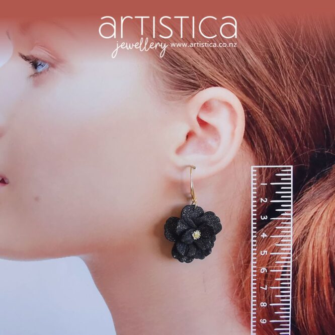 black flower earrings