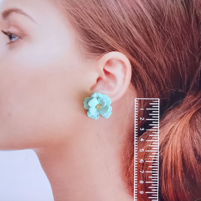 turquoise flower studs earrings