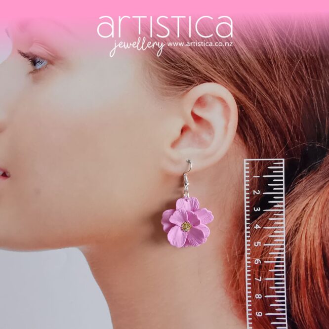 pink flower earrings