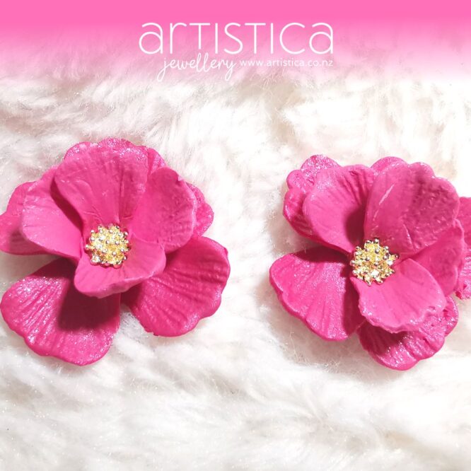 fuchsia flower studs