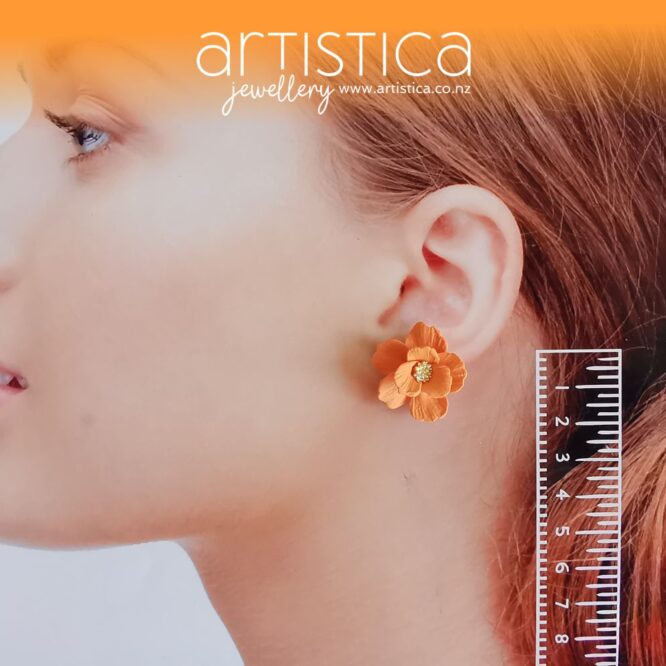 orange flower studs